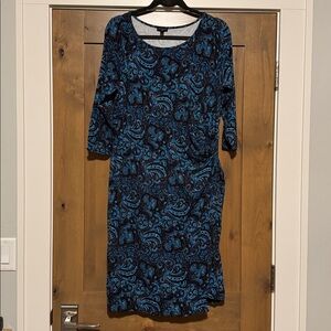 Talbots Paisley Print Faux Wrap Jersey Dress Womens X stretch Office Career